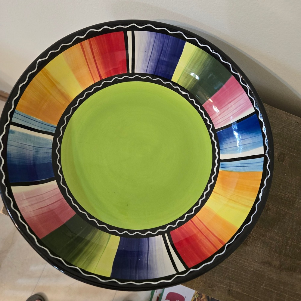 Certified International Nancy Green Rainbow Stripe Ceramic Serving Bowl 12"